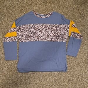 Leopard Print Women's Shirt - Blue Leopard Print